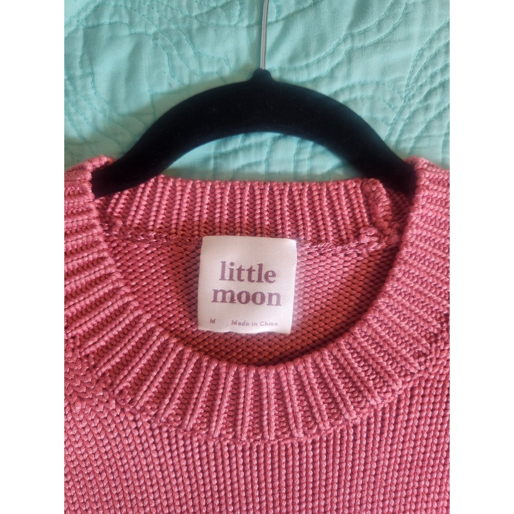 Little Moon Size Medium Pink Viscose Blend Pullover Long Flared Sleeve Sweater‎ - Picture 2 of 8